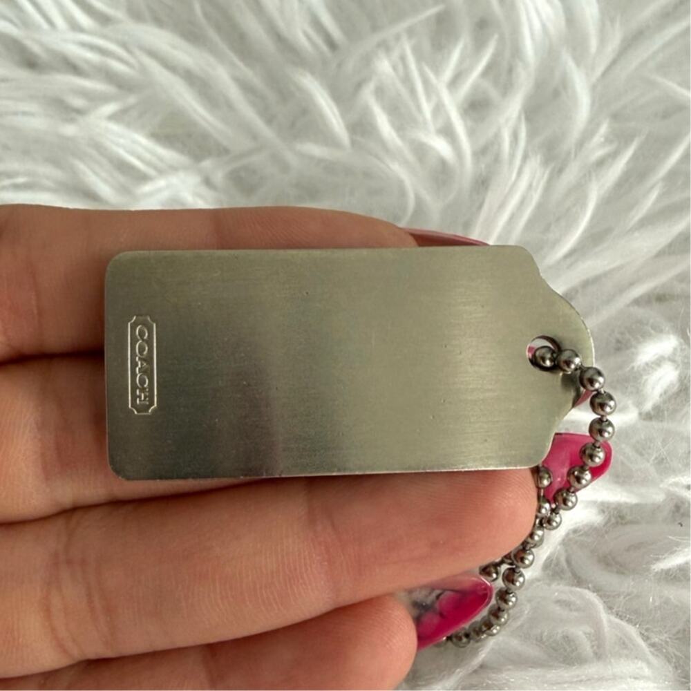 1.5" y2k COACH Metal Silver Fob Bag Charm Hang tag Hangtag - Picture 2 of 2